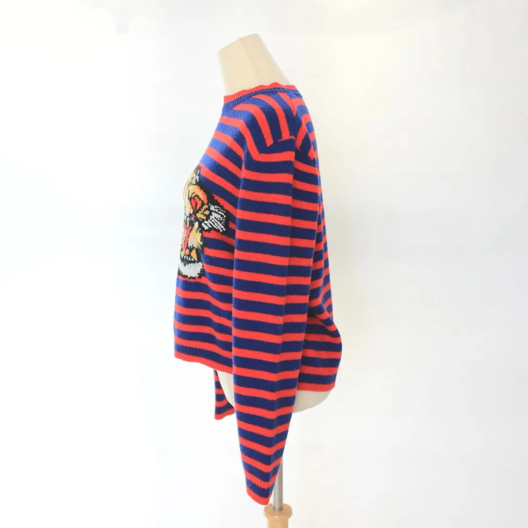 Gucci Red & Blue Striped Tiger Sweater