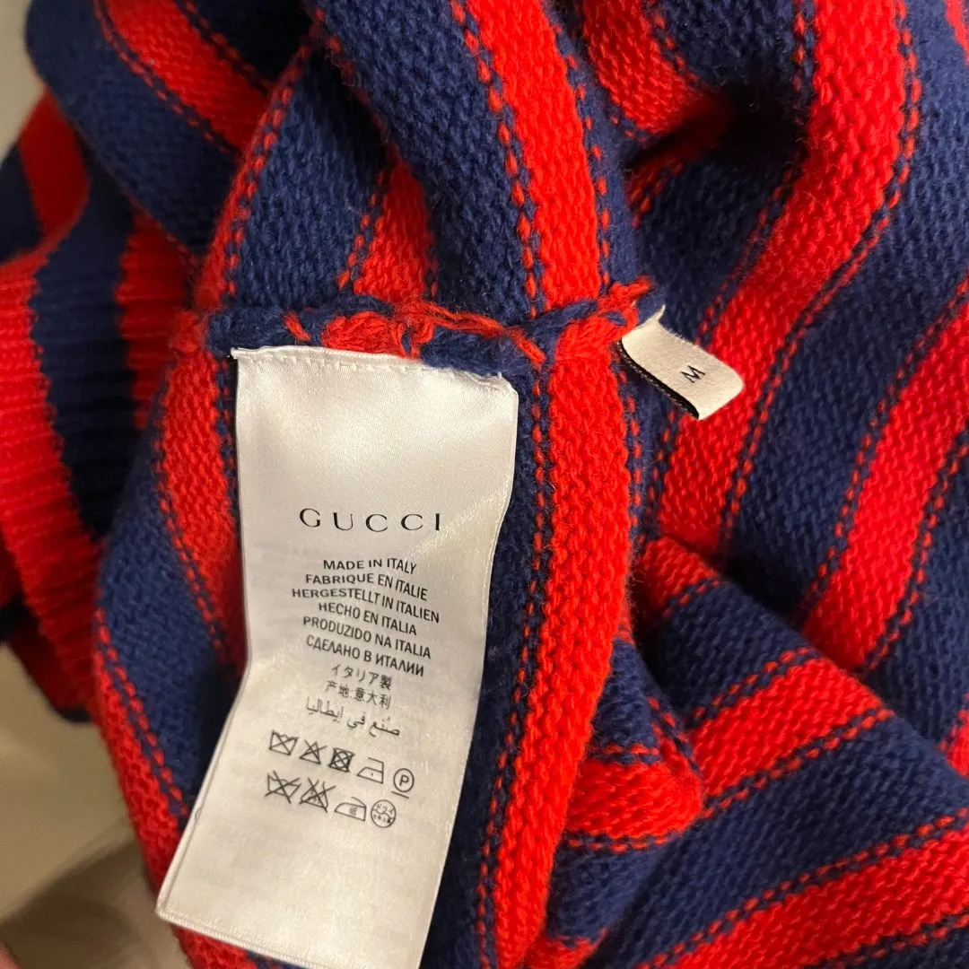 Gucci Red & Blue Striped Tiger Sweater