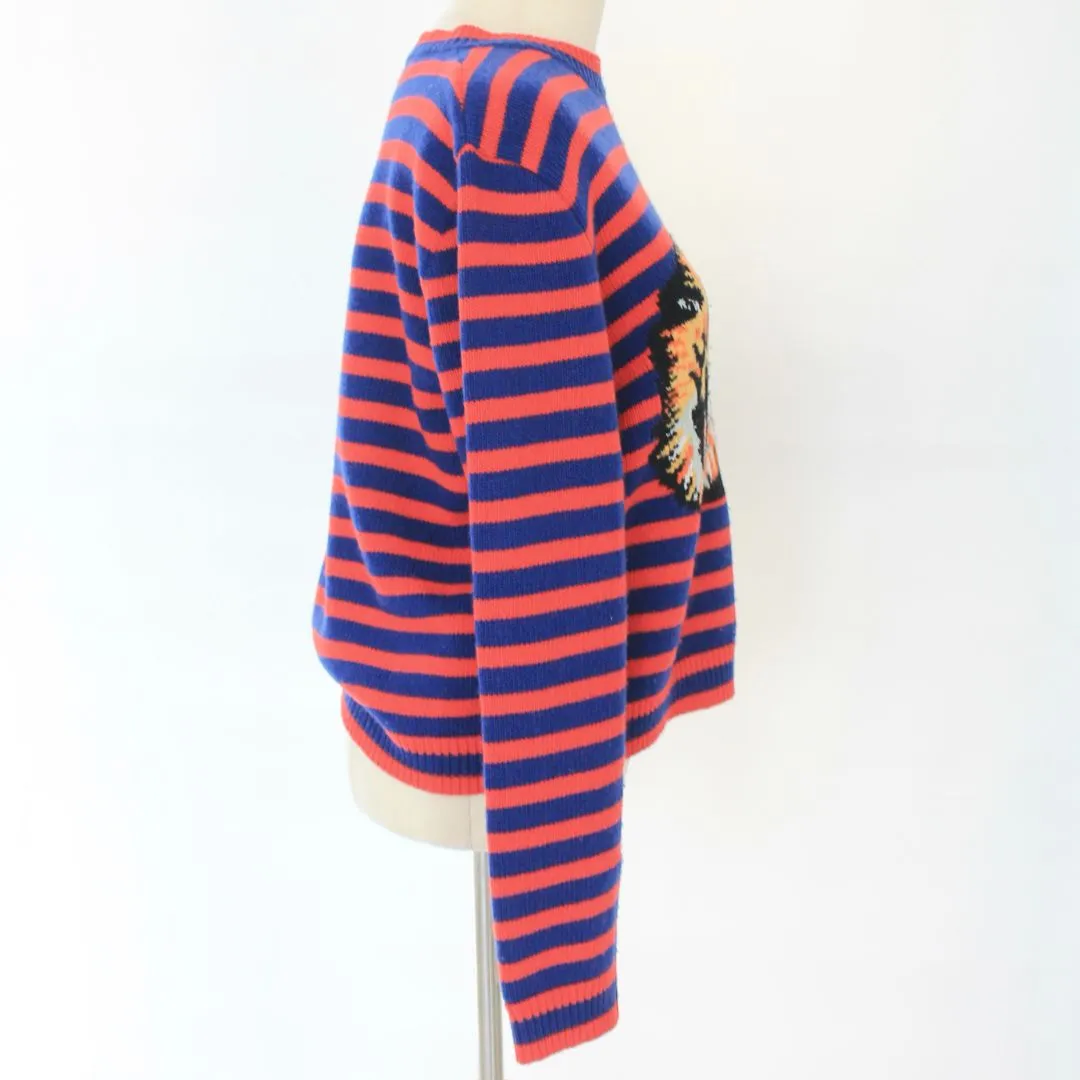 Gucci Red & Blue Striped Tiger Sweater