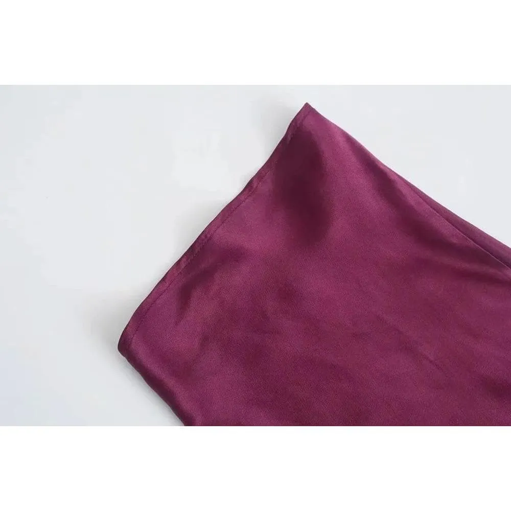 HALF SLEEVE SATIN MIDI DRESS