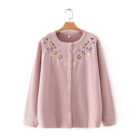 Harajuku Flower Embroidered Cardigan