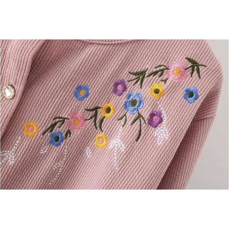 Harajuku Flower Embroidered Cardigan