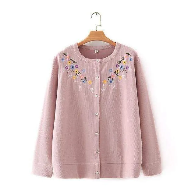 Harajuku Flower Embroidered Cardigan