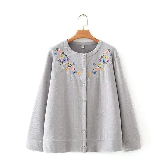 Harajuku Flower Embroidered Cardigan