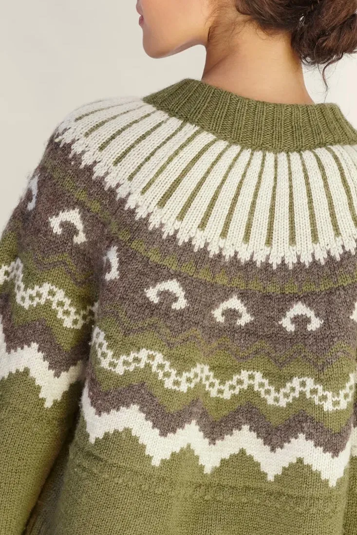 HERD FLEETWOOD CARDIGAN IN FOREST WITH ECRU & PEAT