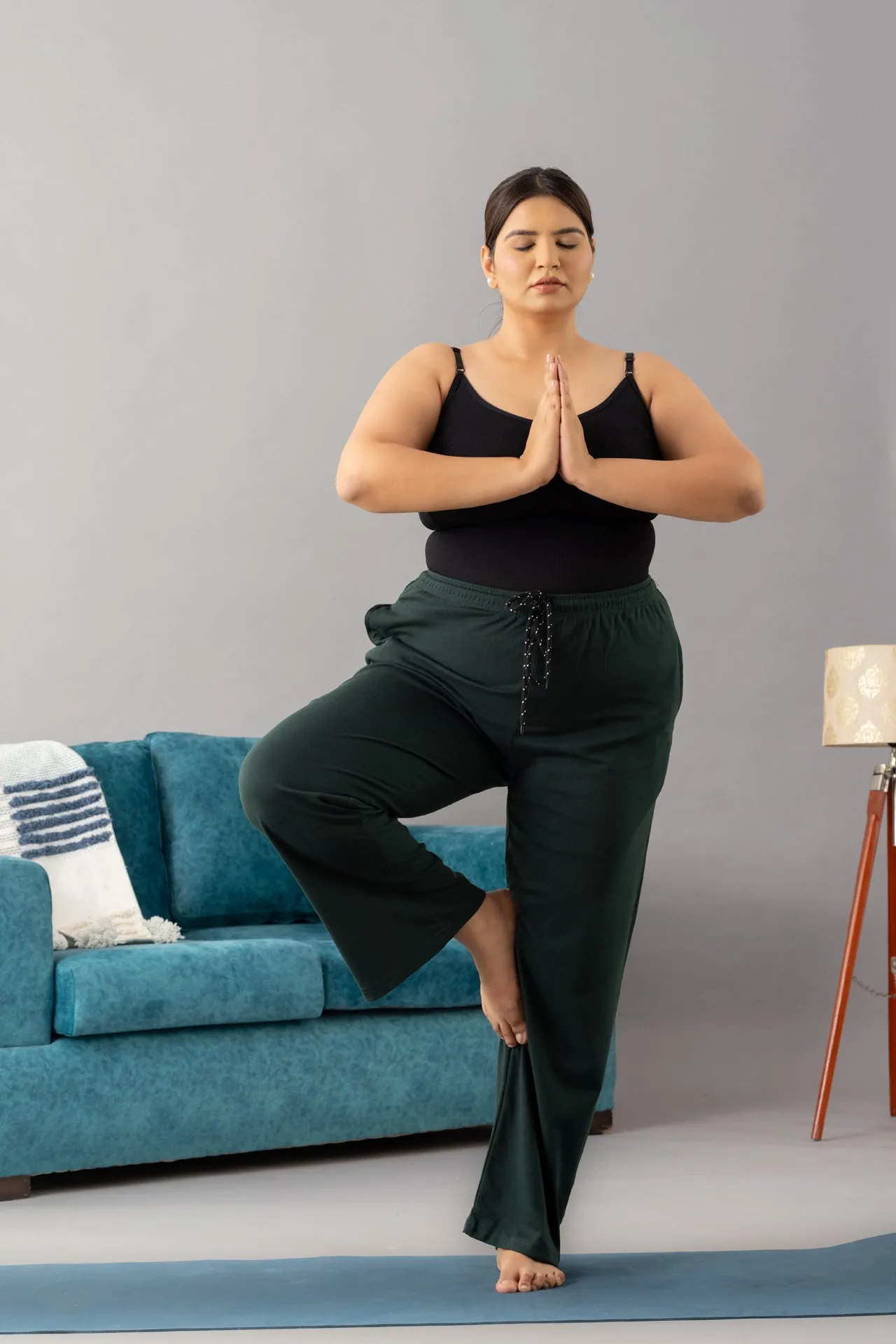 High Rise Cotton Straight Fit Trackpants (Available in Plus Size)