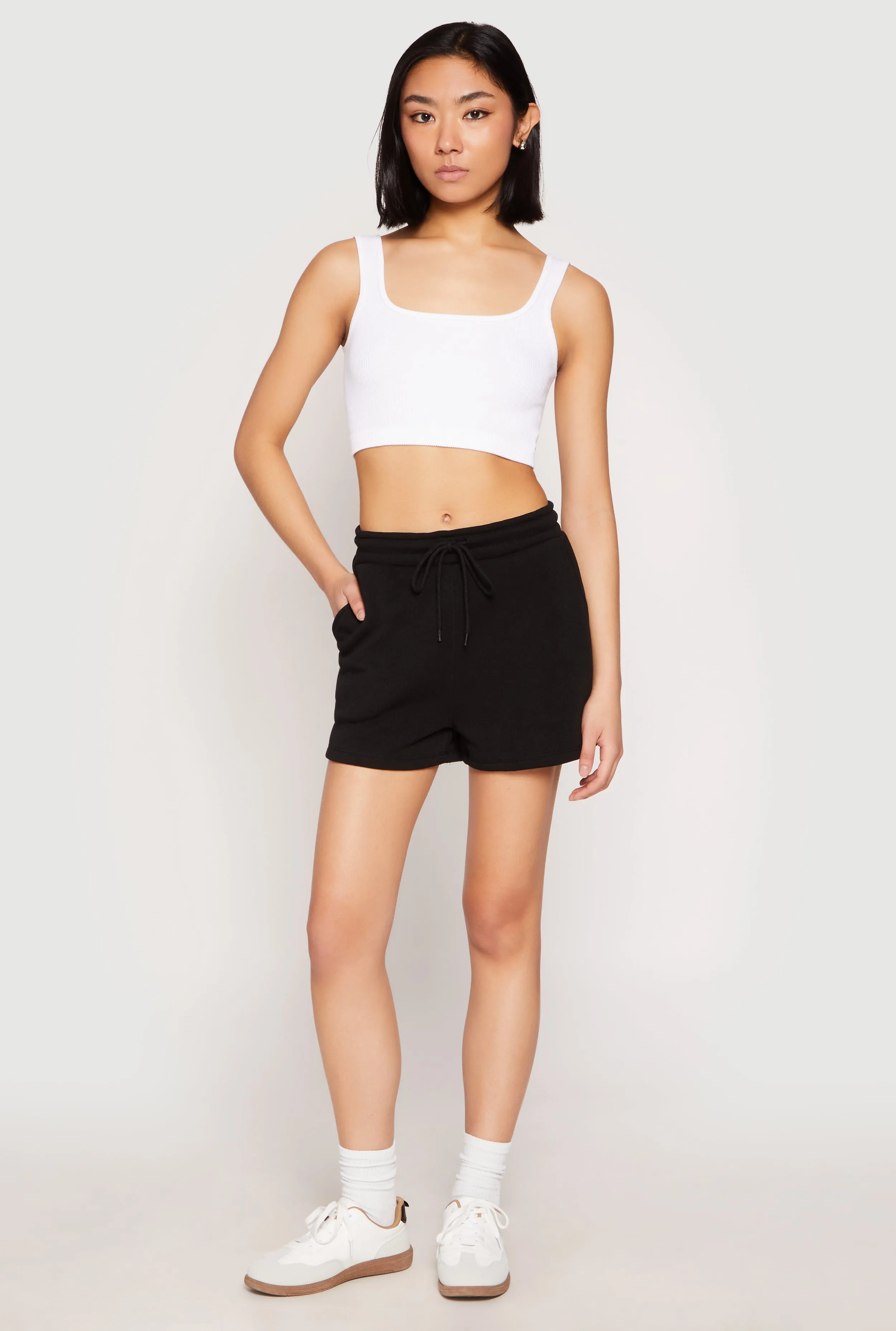 High Waist Drawstring Sweatshorts