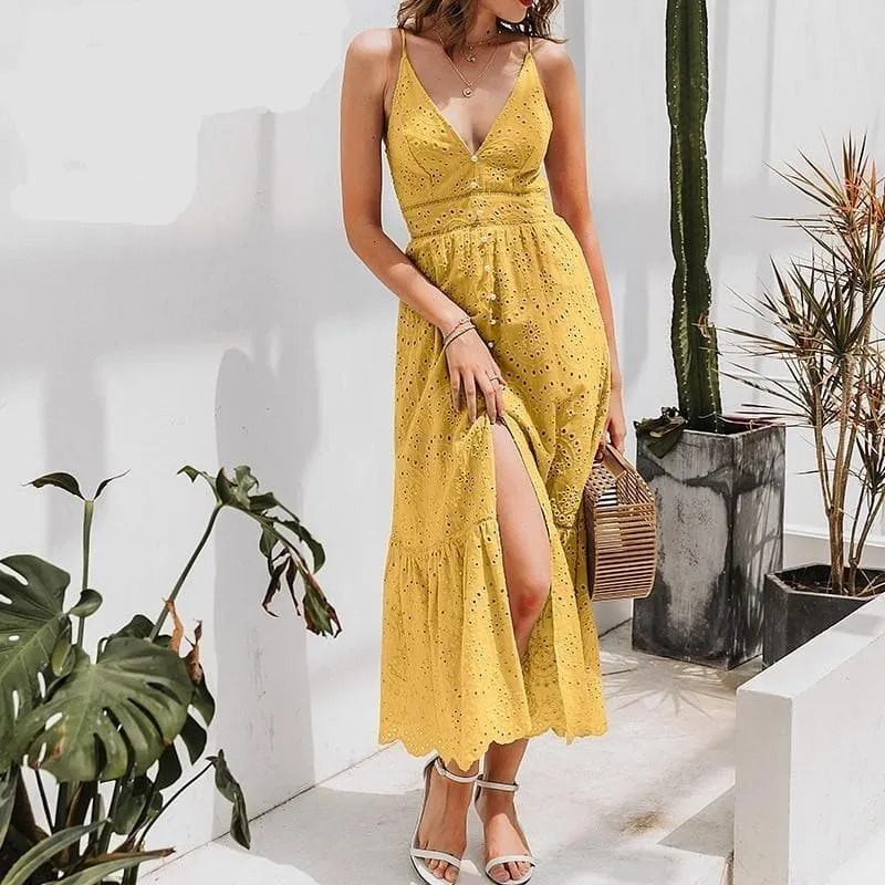 HOLLOW OUT EVENING MAXI DRESS