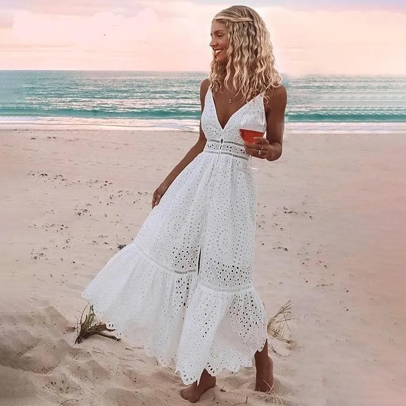 HOLLOW OUT EVENING MAXI DRESS
