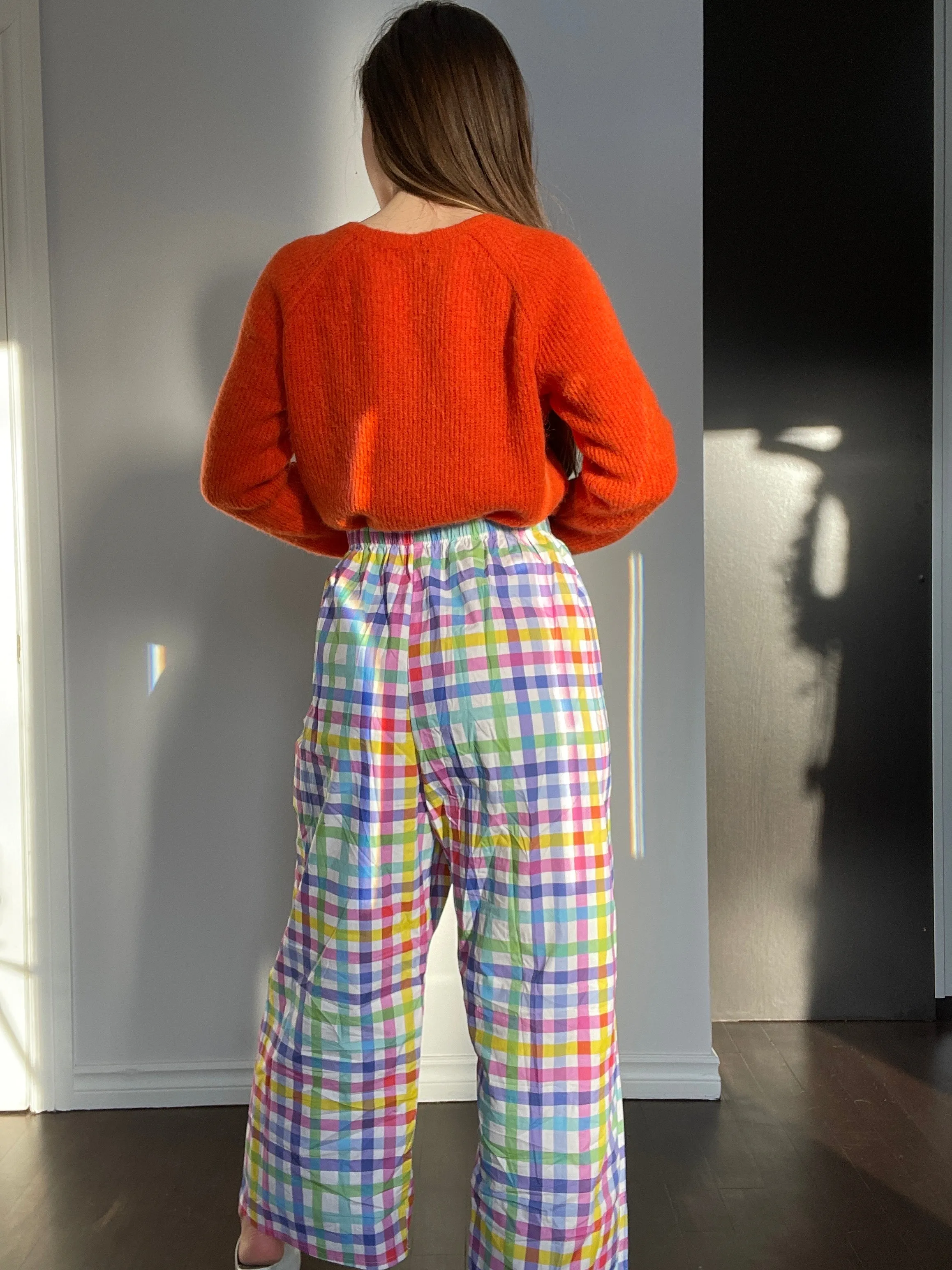 Italian Tiger Orange Baby Alpaca-Blend V-Neck Sweater - M