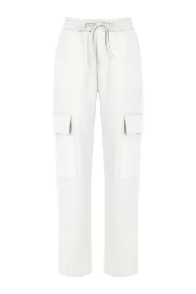 Ivory Cargo Pants with Elastic Waistband