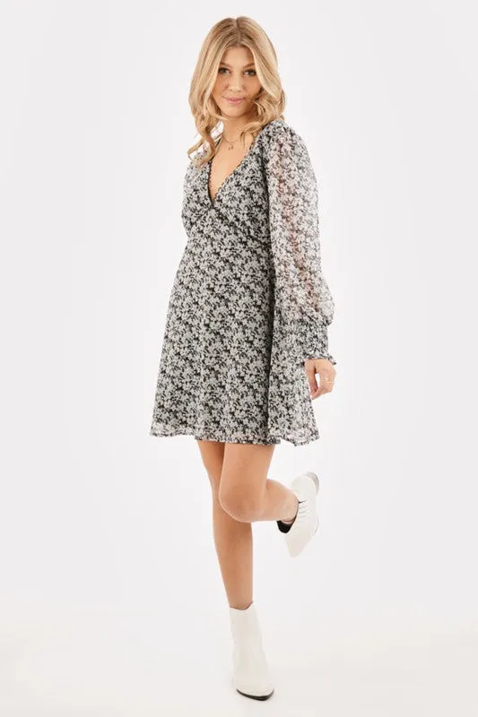 Jackie Print Long Sleeve Floral Mini Dress