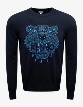 Kenzo Navy Blue Rubber Tiger Head Sweater