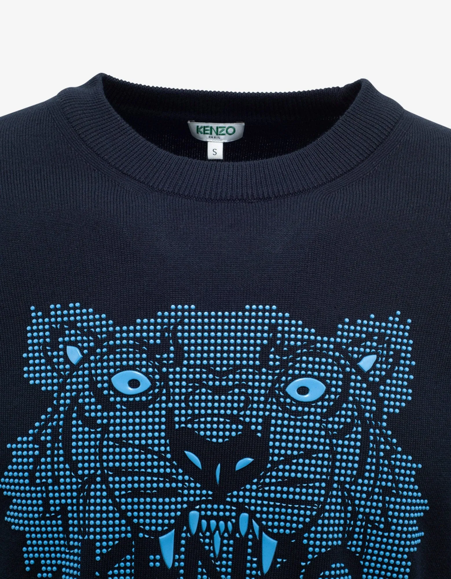 Kenzo Navy Blue Rubber Tiger Head Sweater