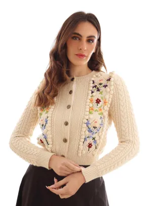 KTL-KNW25,301 BLACK EMBROIDERED CARDIGAN