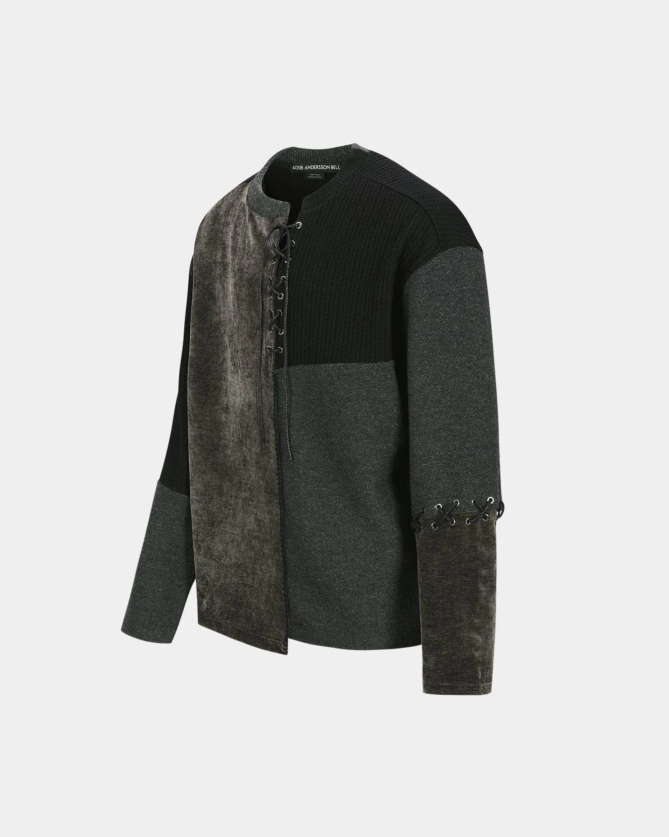 LACE-UP OVERSIZED SWEATER atb1142m(BLACK)