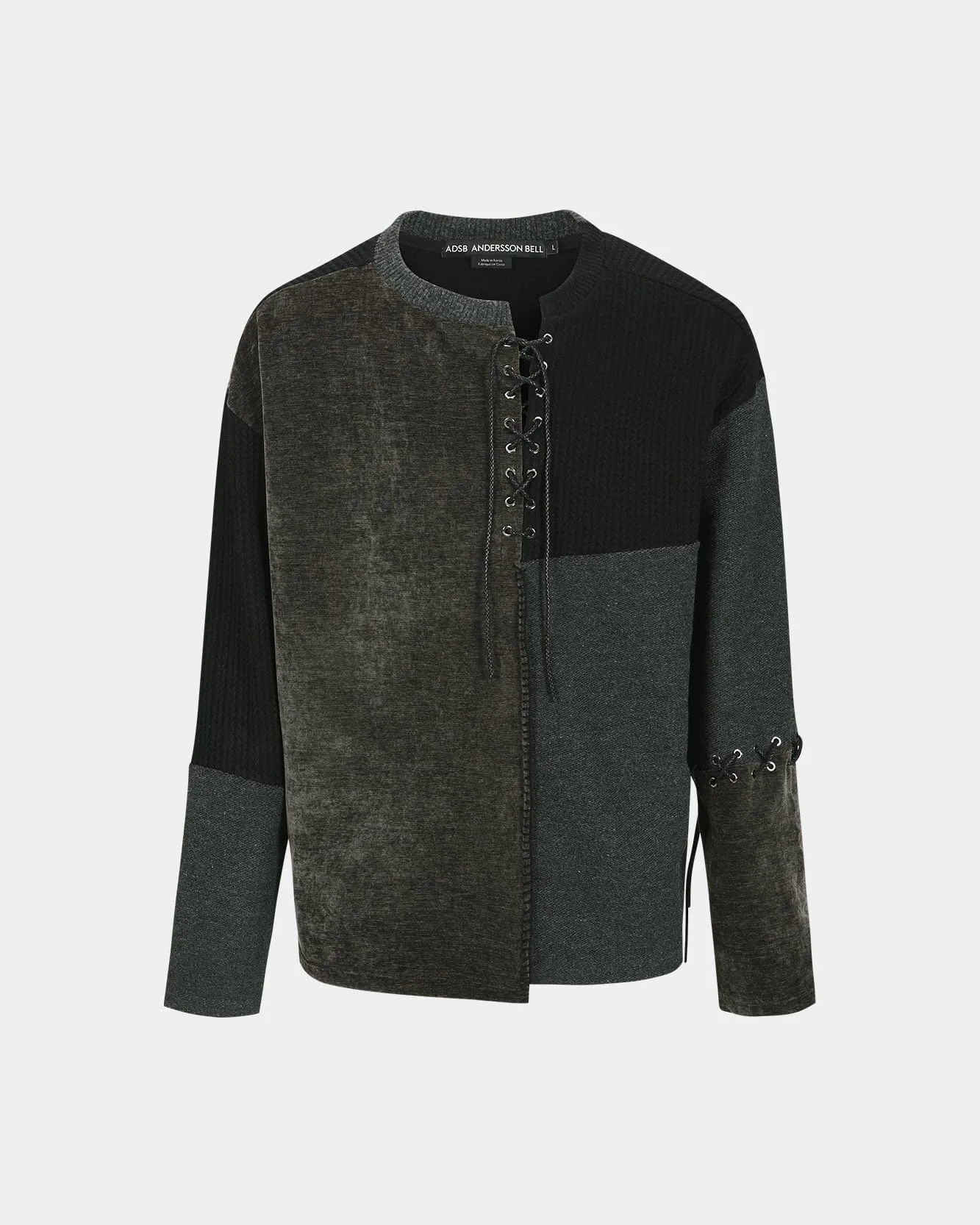 LACE-UP OVERSIZED SWEATER atb1142m(BLACK)