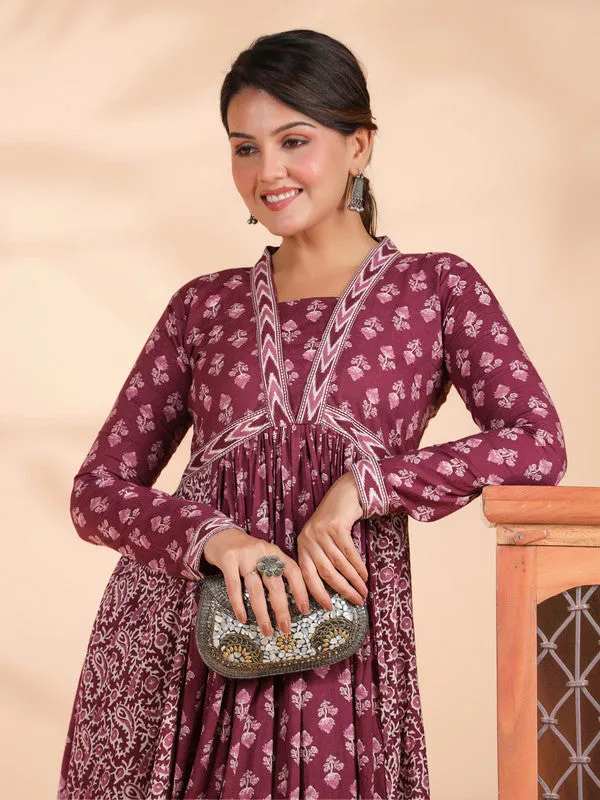 Lavender Alia Cut Cotton Anarkali Dress