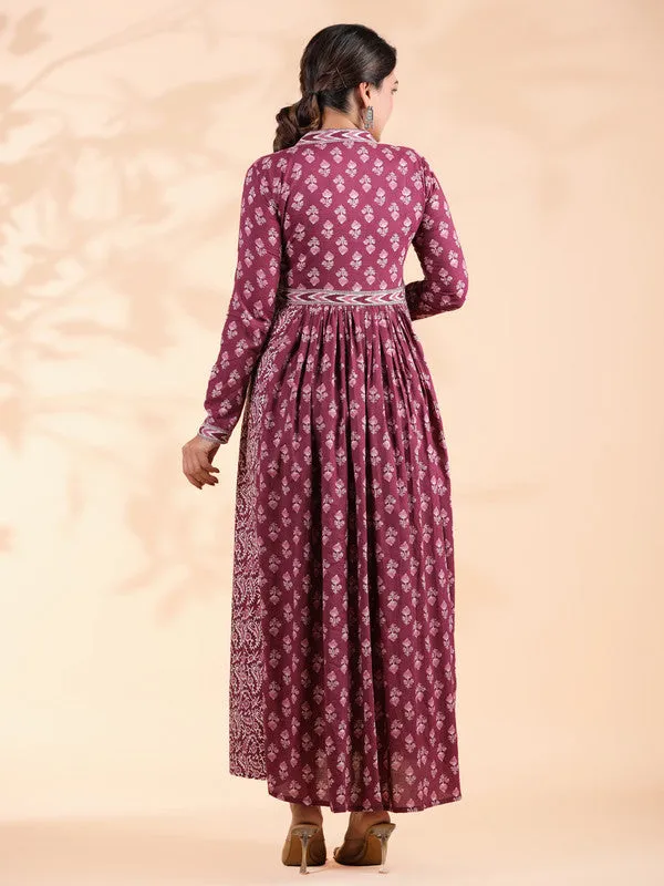 Lavender Alia Cut Cotton Anarkali Dress