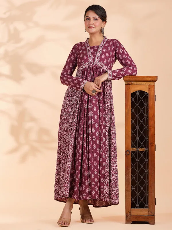 Lavender Alia Cut Cotton Anarkali Dress