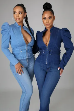 Liliana Long Sleeves Denim Top