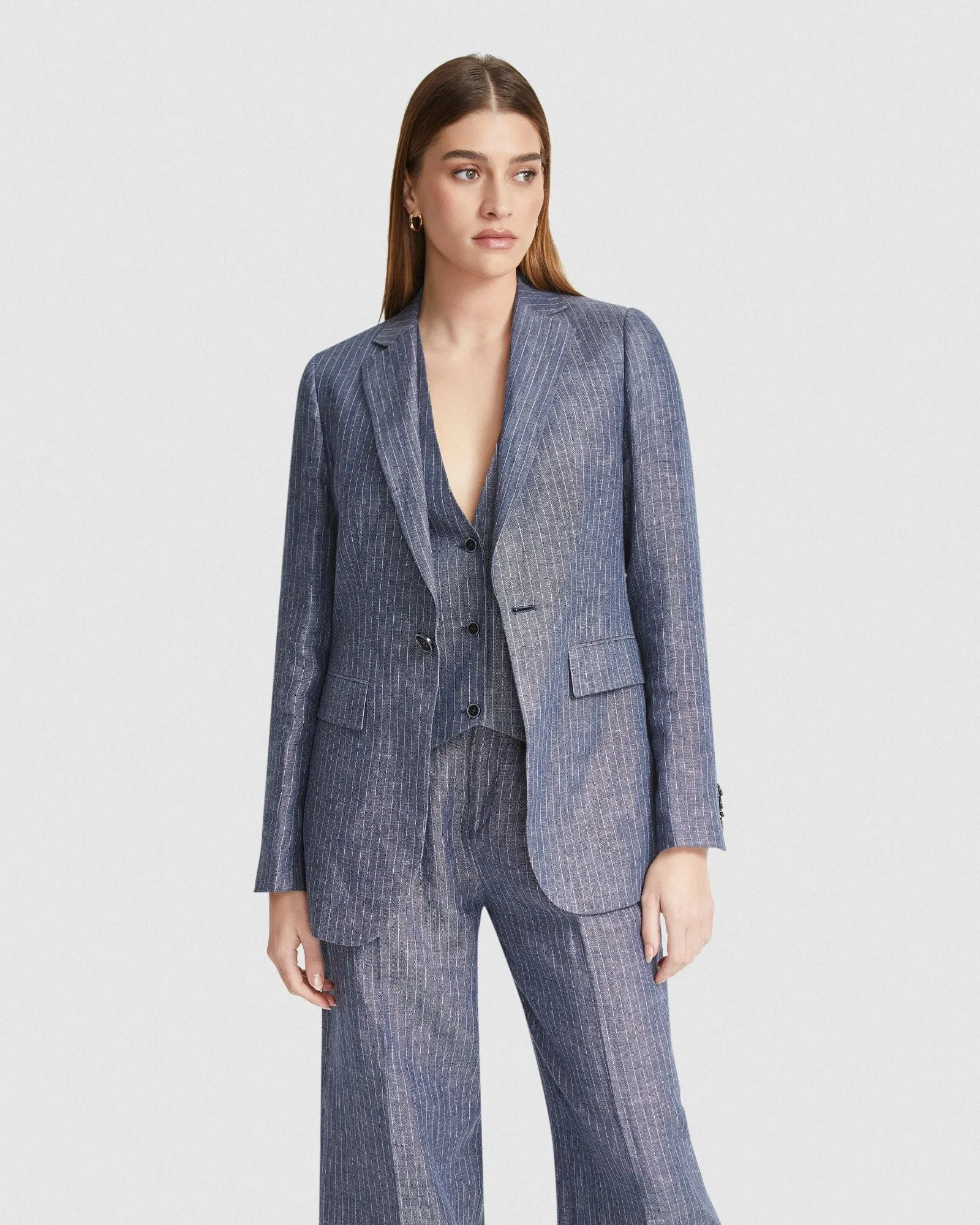 Lola Pinstripe Linen Jacket