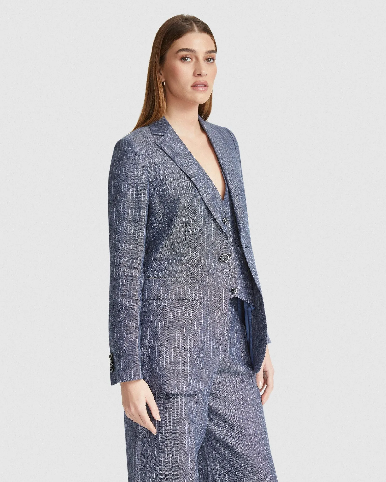 Lola Pinstripe Linen Jacket