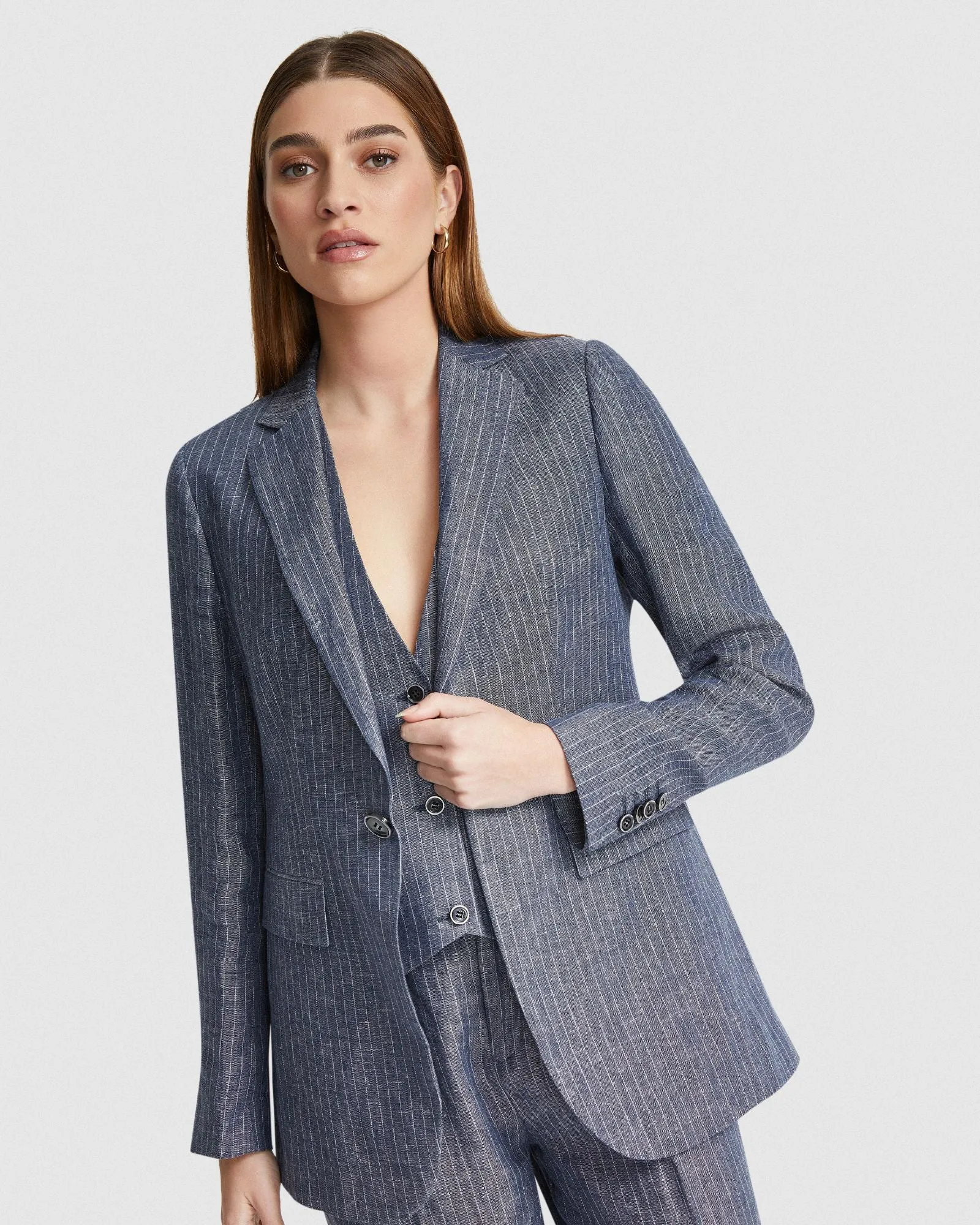 Lola Pinstripe Linen Jacket