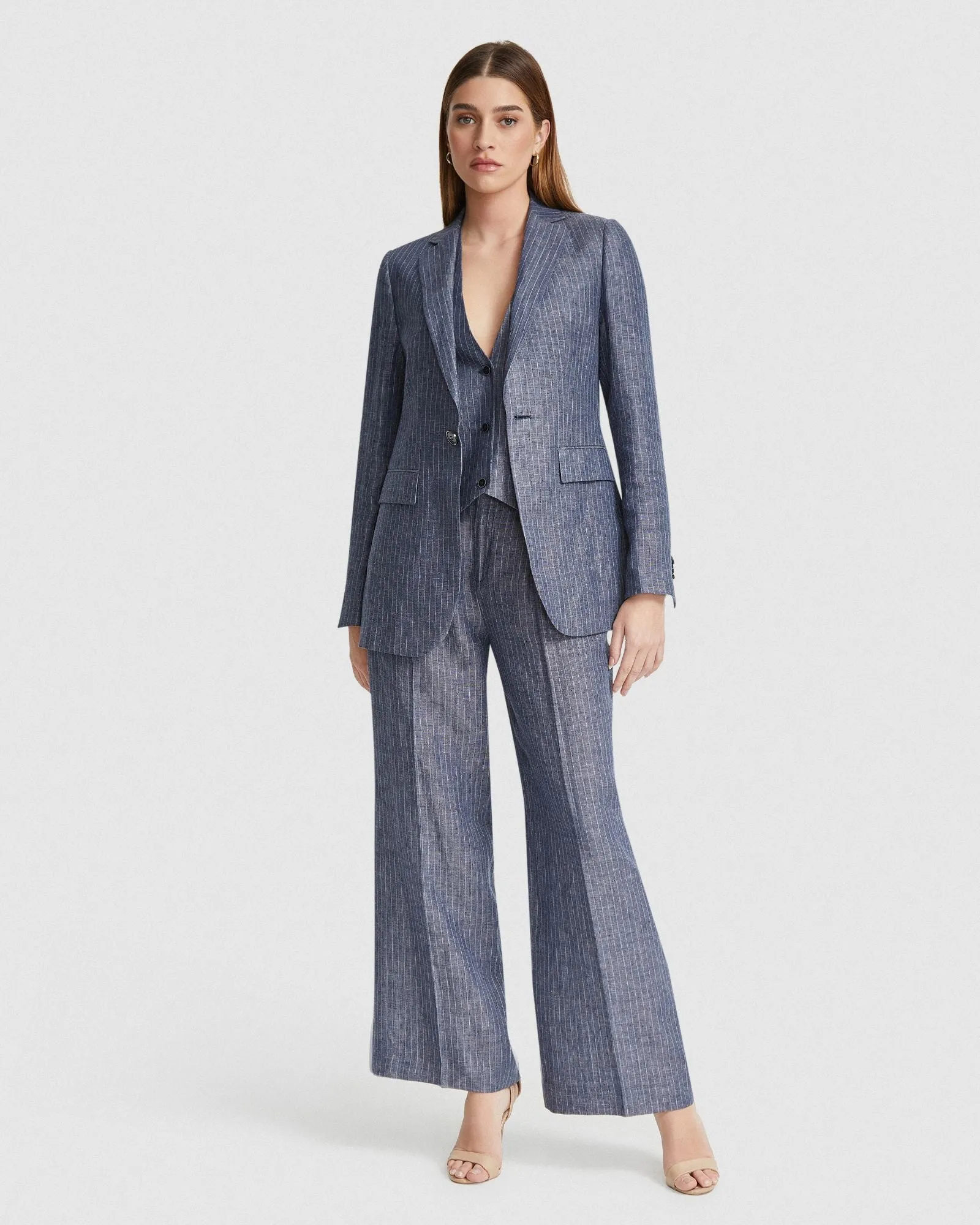 Lola Pinstripe Linen Jacket