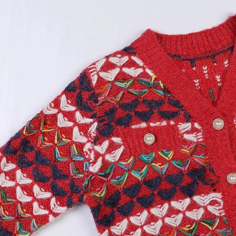 Love Embroidered Knitted Cardigan