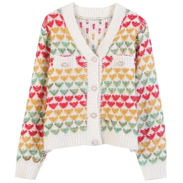Love Embroidered Knitted Cardigan
