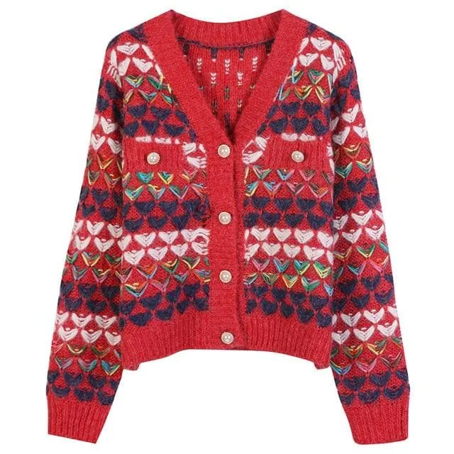 Love Embroidered Knitted Cardigan