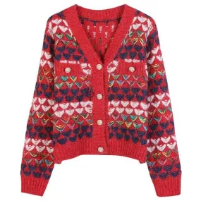 Love Embroidered Knitted Cardigan