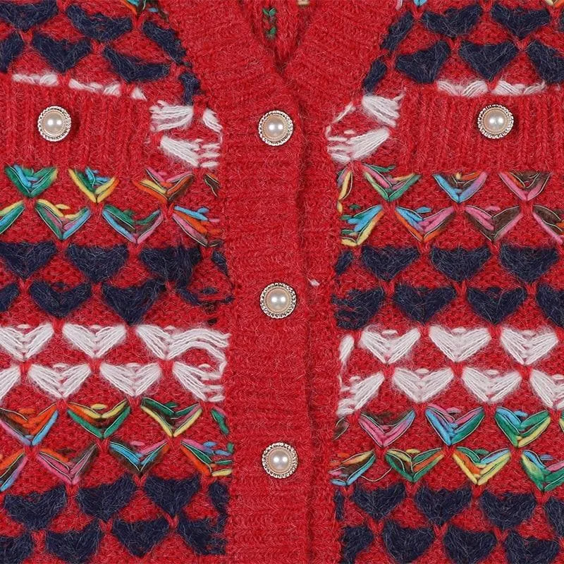Love Embroidered Knitted Cardigan