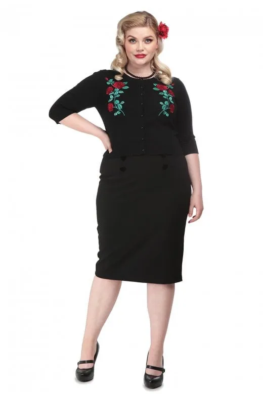 Lucy Dark Rose Black and Red Cardigan