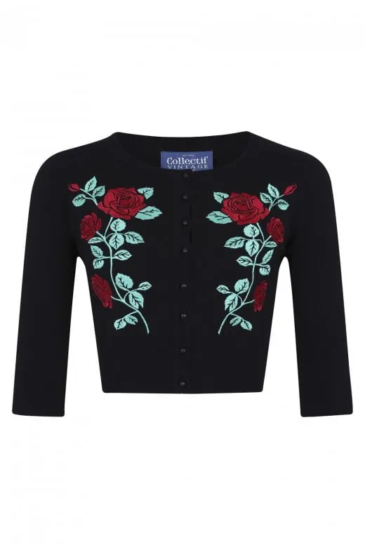 Lucy Dark Rose Black and Red Cardigan