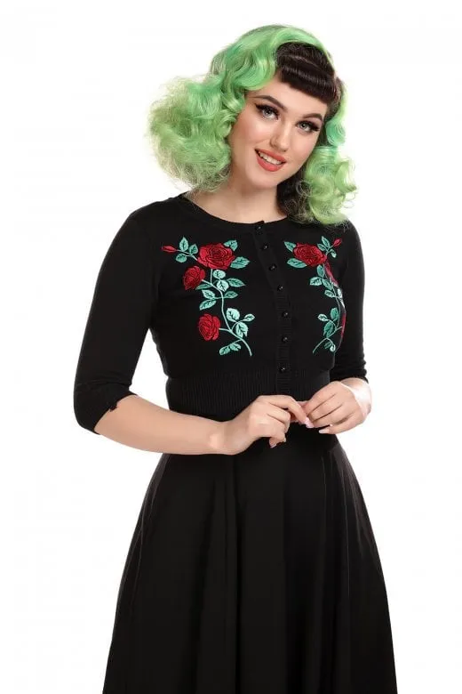 Lucy Dark Rose Black and Red Cardigan