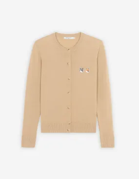 Maison Kitsune Women's Double Fox Head Patch R-Neck Cardigan Beige Melange GW00544KT1036 H250