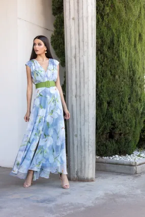 Matilde Cano Floral Dress V Neckline Chiffon 3224ML