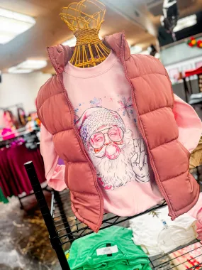 Mauve Casual Comfy Puffer Vest