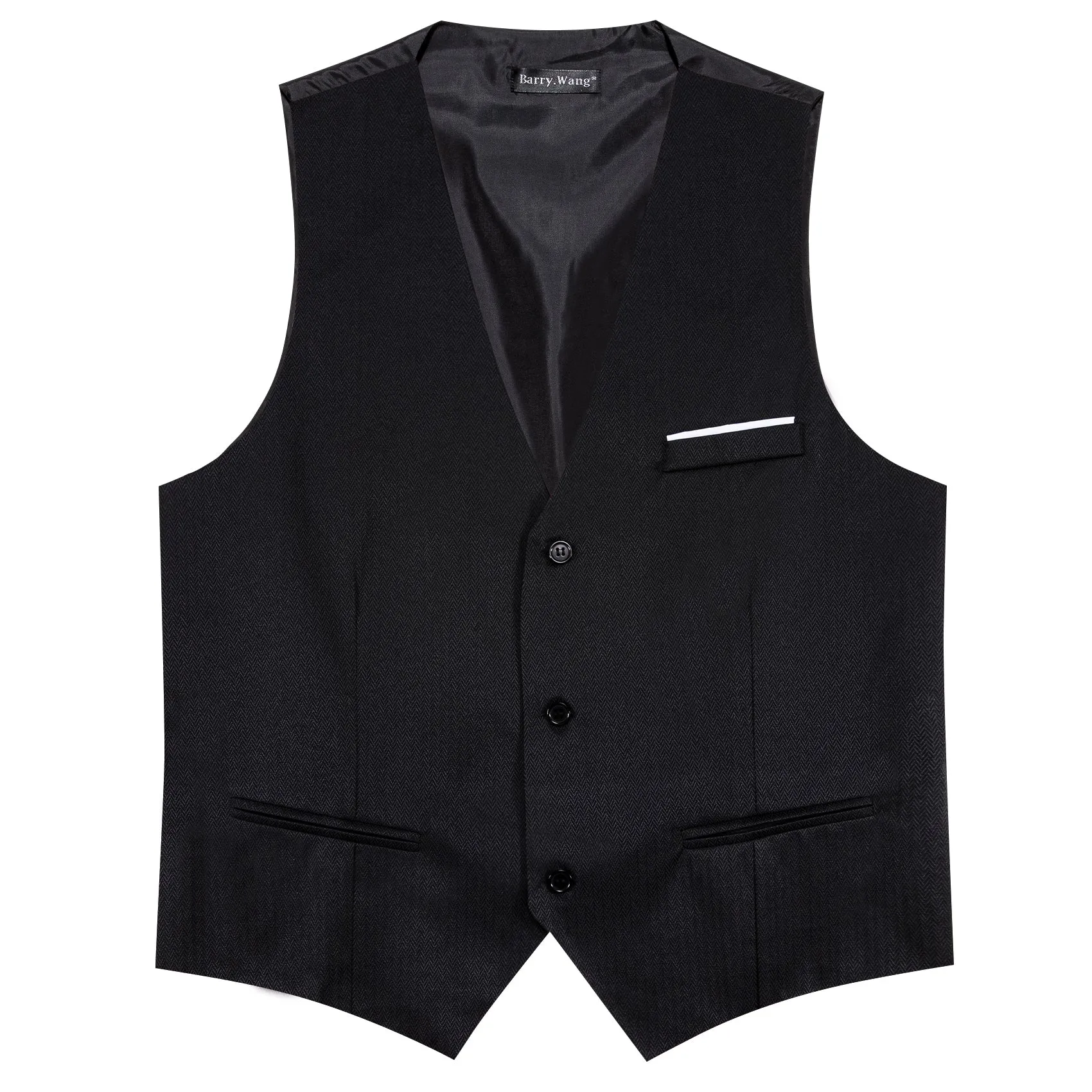 Men's Black Solid Vest Suit for Business