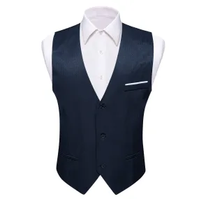 Men's Oriental Blue Solid Vest Suit for Business