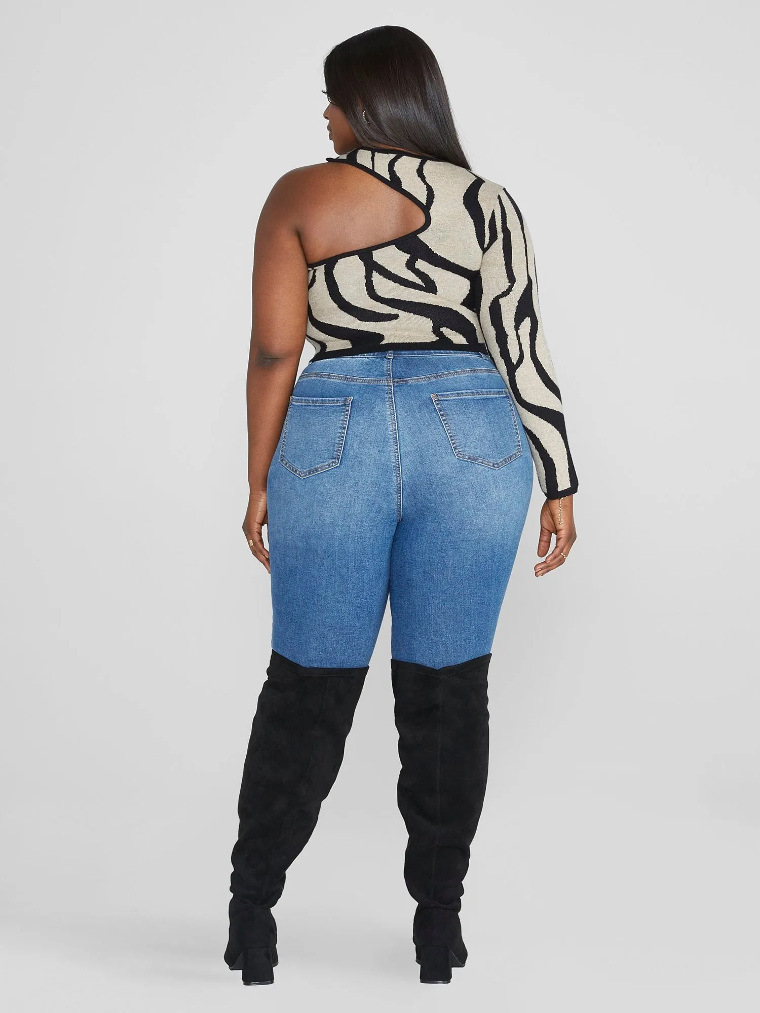 Mia One Shoulder Tiger Print Sweater