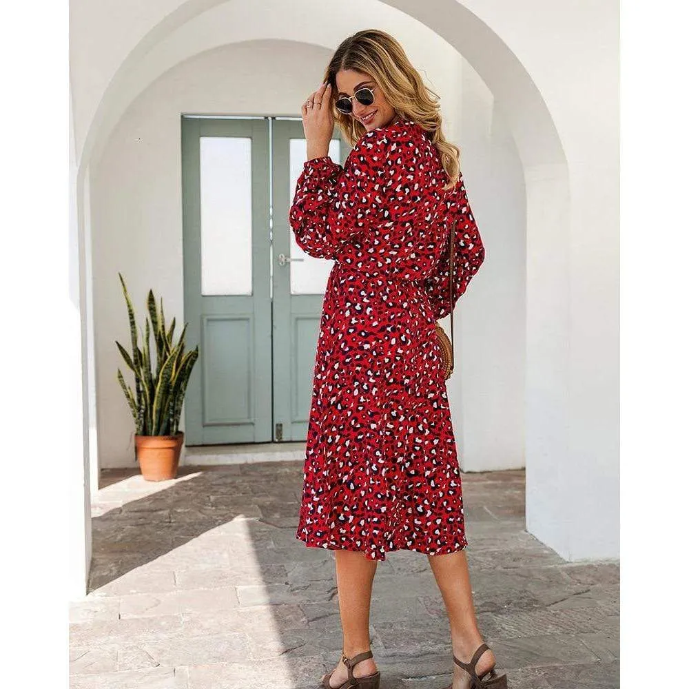 Midi Leopard Dress Long Sleeve