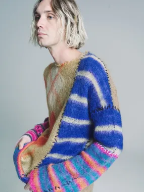  Indigo Patchwork Knit Crewneck