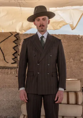 Munro Double Breasted Lightweight Jacket - Desert Sand Pinstripe