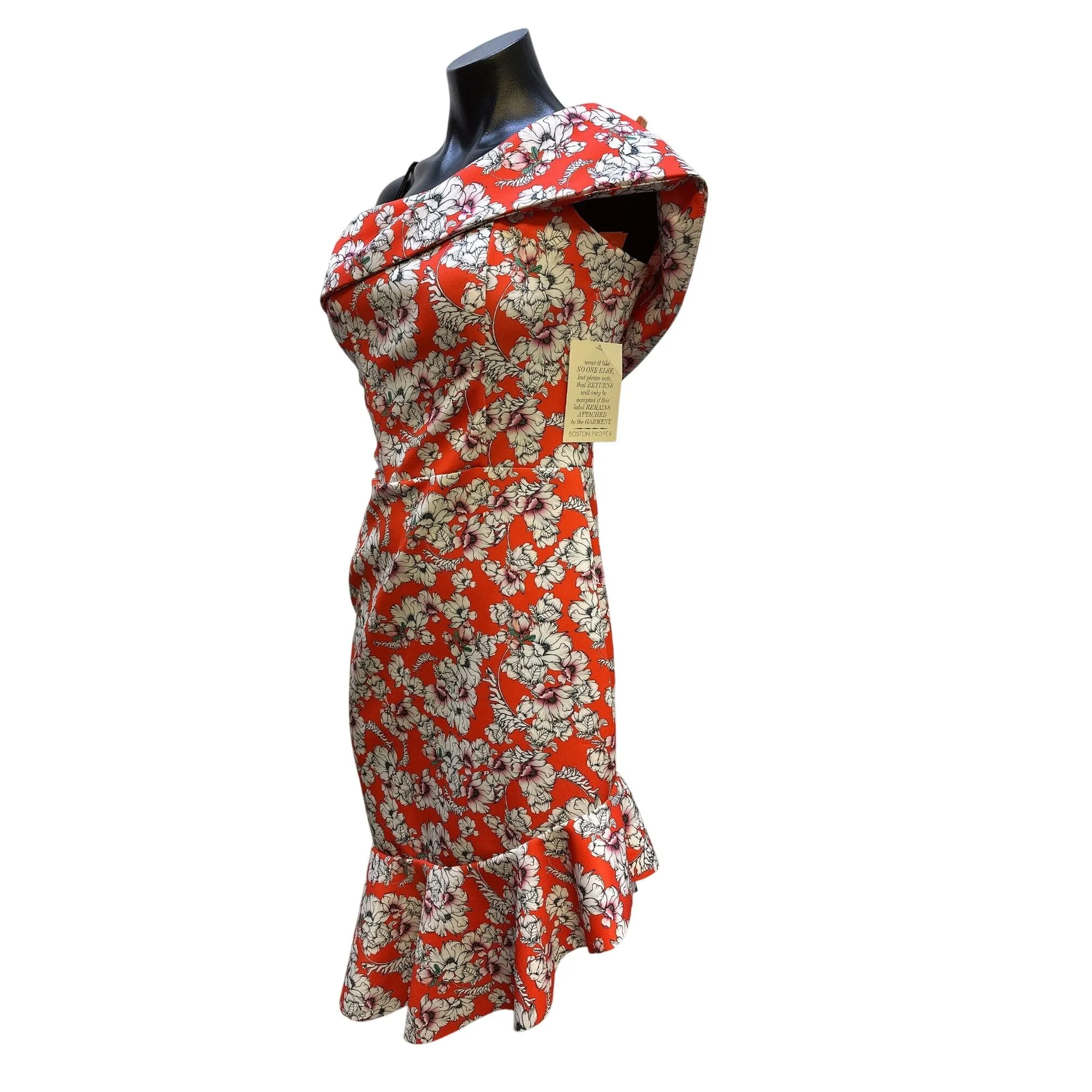 NWT Alexia Admor One-Shoulder Red Floral Bodycon Dress w/Ruffle Hem Size 6