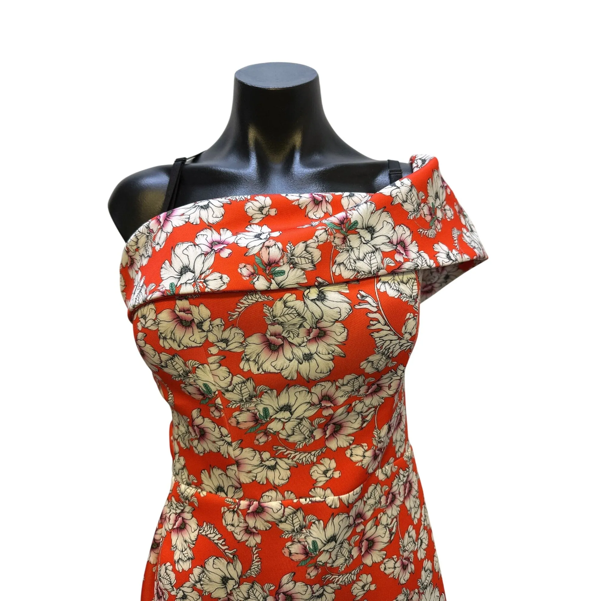 NWT Alexia Admor One-Shoulder Red Floral Bodycon Dress w/Ruffle Hem Size 6