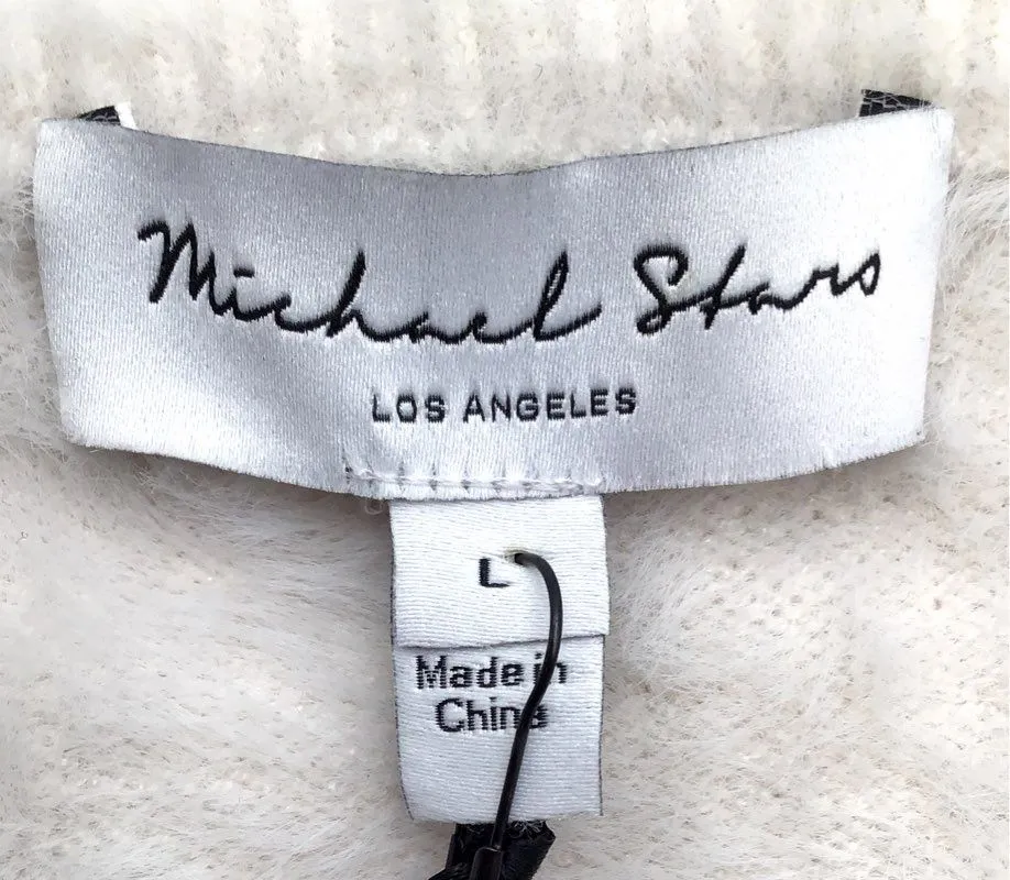 NWT Michael Stars Women's White Black Elbow Sleeve Tiger Pullover Sweater - Sz L