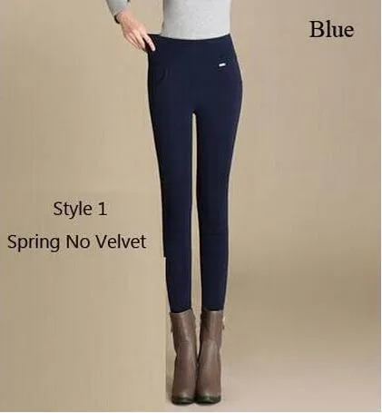 Office Thick Warm Fleece High Waist Pencil Pants